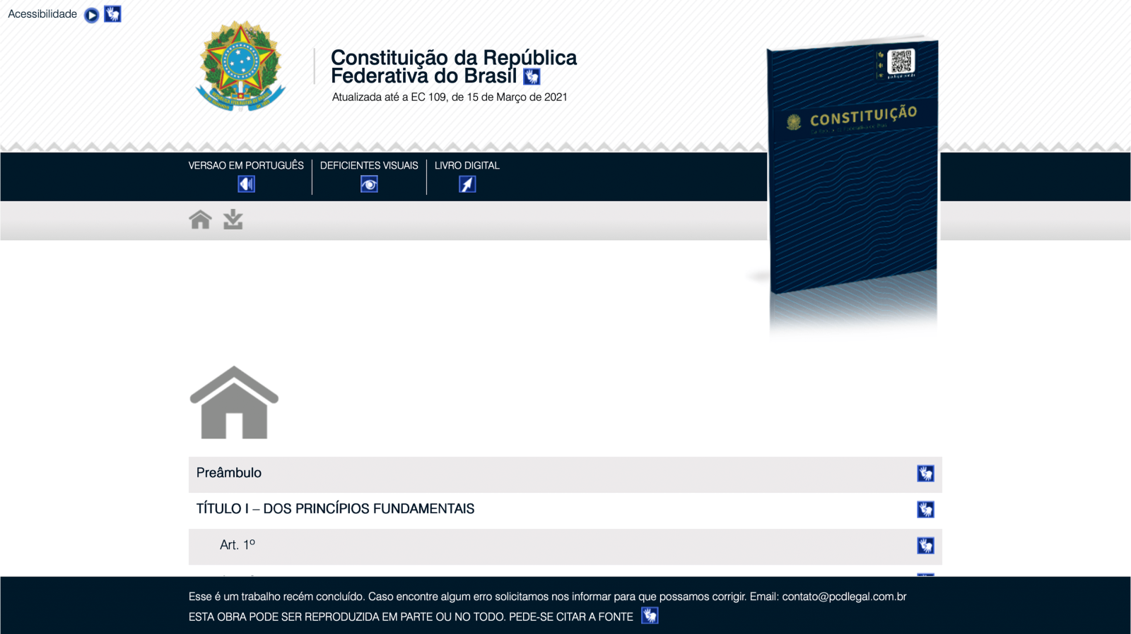 Перелік статей зі сторінки з перекладом конституції Бразилії жестовою мовою
